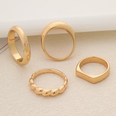 China Five-Piece Cute Gold Ring Personalized Simple Zircon Alloy Ring Combination Set for sale