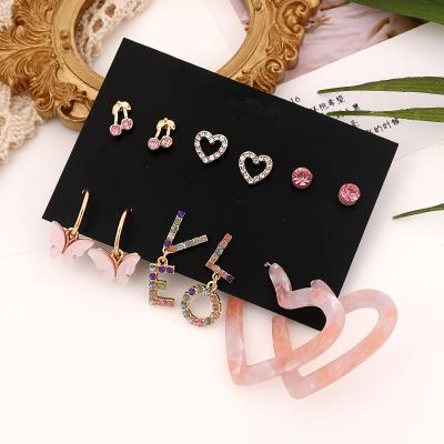 China Factory Direct Sales Fashionable Cherry Love Earrings Butterfly Lady Jewelry Border Pierced Earrings for sale