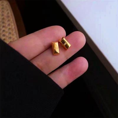 China FASHIONABLE Korean version of the new small gold brick titanium steel earrings with exquisite sense of design for sale