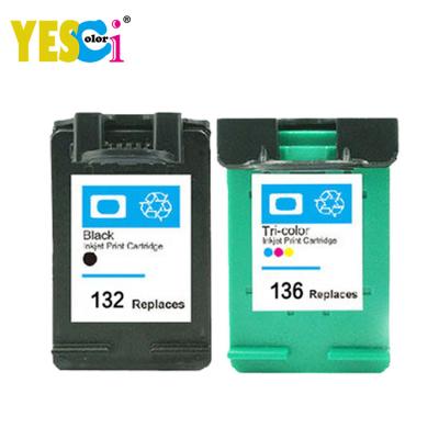 China 132 XL 132XL 136XL 136 XL Yes-colored Remanufactured Remanufactured Inkjet Cartridge For Hp Deskjet Officejet J5725 J5730 J5740 J5750 J5780 for sale