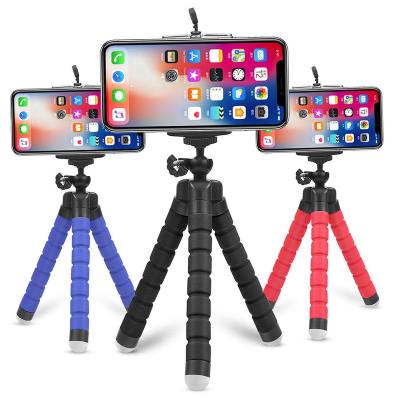 China Adjustable New Universal Desktop Selfie 360 Degree Rotating Sponge Tripod Mount Stand Bracket Phone Clip Holder for Mobile Phone Smartphone for sale