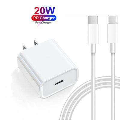 China Smart Mobile Phone Top Selling PD3.0 20W Power Adapter Fast Charger Line For iPhone Type-C to Type-C Lighting Cable USB-C Output Charger for sale