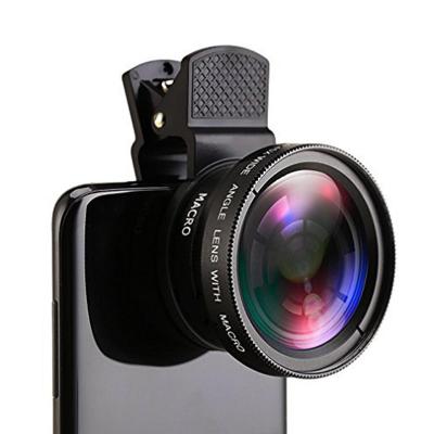 China Optical Glass 0.45X 2 in 1 Macro Wide Angle Mobile Phone Camera Lens for sale