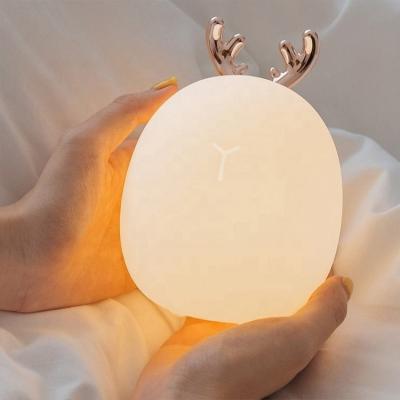 China Modern USB Charge Silicone Touch Sensor eye protection LED Cute Deer Bunny Animal Cartoon Children table lamp Toy Lights Night Lights for sale