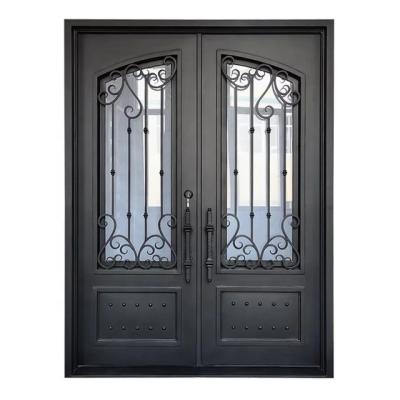 China New Waterproof Front Metal Gates Door Main Double Style Wrought Iron Entry Door Security Door for sale