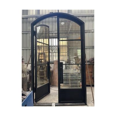 China Modern Yard Front Gate Designs Luxurious Craft Wrought Iron Front Door Glass Door for sale