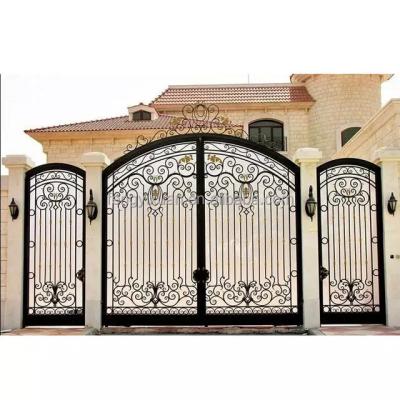 China Traditional Main Entrance Wrought Iron Gate Double Gate Garden Front Garden Steel Steel Front Door for sale