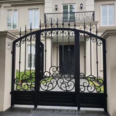 China New Design Waterproof House Outside Luxury Wrought Iron Front Door Villa Door for sale