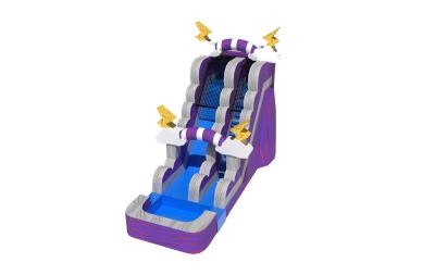 China Inflatable Purple Thunder Water Slide With Pool Outdoor Playground for sale