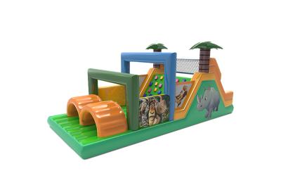 China Jugle Theme Animal Rhino Inflatable Obstacle Course With Palm for sale