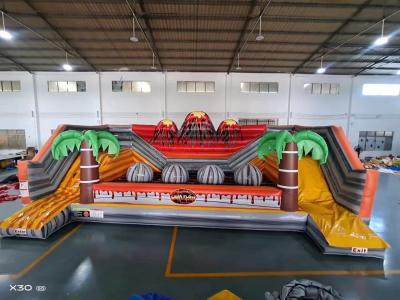 China Danger Volcano Challenge Outdoor Inflatable Games With Palm Trees for sale