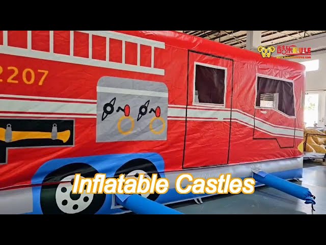 red and blue inflatable car bounce house fire truck jumping castle