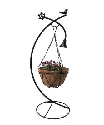 China Outdoor Flower Pot Rack Patio Rack With 8inch Hanging Basket for sale