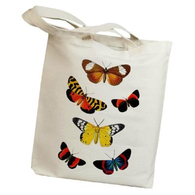 China Eco-Friendly Natural Printed Handled Tote Bag Custom Cotton Bag Thick Canvas Cotton Printed Shopping Bag for sale