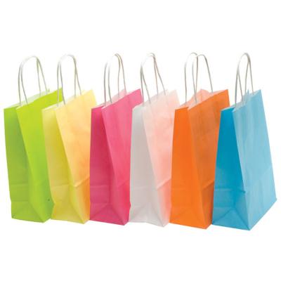 China Recycled Materials Cheap Price Colorful Printed Twisted White Handle Kraft Paper Bag Eco Craft Paper Shopping Bag for sale