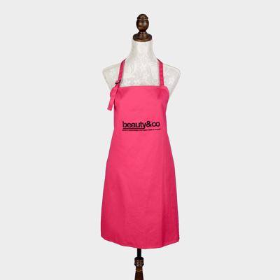 China Neack strap and fixed sewn straps/with adjustable buckle/cross back adjustable cotton ladies apron beauty shop apron women pink apron with embroidery logo for sale