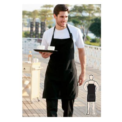 China Neack Strap and Fixed Sewn Straps/With Adjustable Buckle/Cross Back Custom Bartender Waist Cafe Apron Black Bib Cotton Apron Waiter Apron for sale