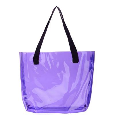 China Clear/Matte/Colorful Clear/Matte/Colorful Fashion Solid Color Large PVC Tote Bag Wholesale Clear Beach Bag Plastic Shopping Bag With Own Logo for sale