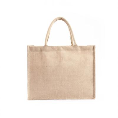 China Custom Reusable Eco-friendly Material Eco Burlap Shopping Jute Jute Bag With Reinforce Handle for sale