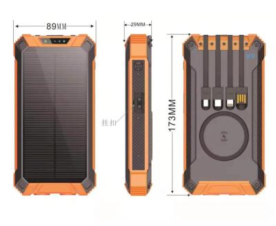 China Support New Arrival Fast Charging Solar Charger 30000mah Battery With QI Radio Charging 4 Cable Solar Power Charging 20000mah Banks for sale