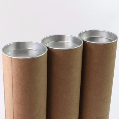 China Recycled Materials Coffee Bean Strength Packing Box Carton Core Paper Tube With Metal Lid for sale