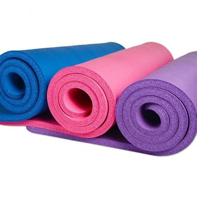 China Washable Extra Thick High Density Anti-Tear Exercise Balance NBR Yoga Mat With Carry Strap for sale