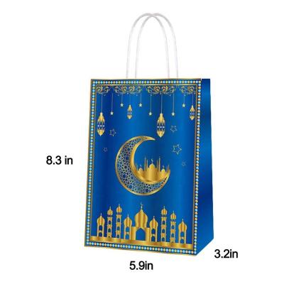 China Latest Recyclable Custom Muslim Ramadan Party Eid Gift Goody Treat Candy Favor Bags Eid Mubarak Paper Gift Bags for sale