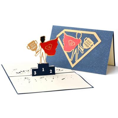 China Hot Sale Europe 3D Man DIY Paper Folding Greeting Cards Handmade Superb Paper Gift Certificates With Envelope For Father's Day Gift for sale