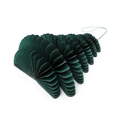 China Eco-friendly Special Green Christmas Tree Decoration Paper Honeycomb Party Hanging Folding Christmas Tree for sale