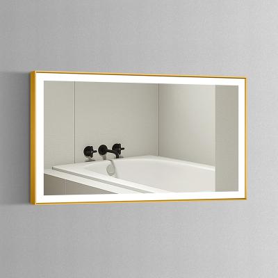 China Illuminated Luxury Wall Mounted Led Lighting Bathroom Mirror In Gold for sale