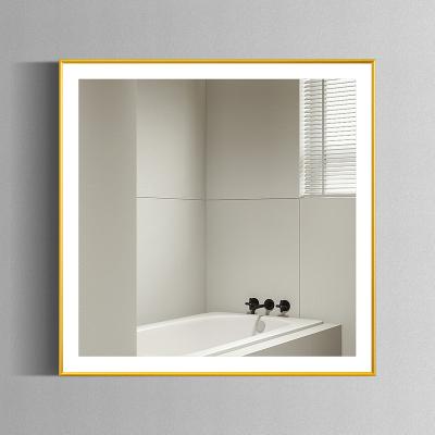 China Aluminum Frame Square Wall Hanging Bath LED Illuminated Mirror For Hotel And House for sale