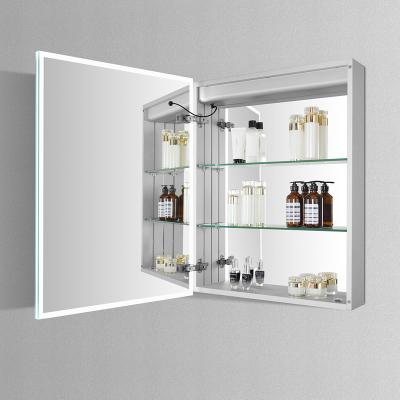 China Modern Luxury LED Mirror Cabinet With Acrylic Lighting Illuminated Bathroom Medicine Cabinet Home Furniture Storage for sale