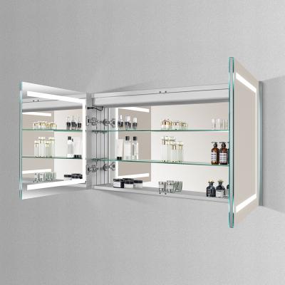 China Modern Luxury Recessed Bathroom Medicine Mirror Cabinet With LED Illuminated Lighting for sale