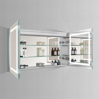 China Modern Wholesale Recess Mount Shaving Bathroom Mirror Cabinet With LED Light for sale