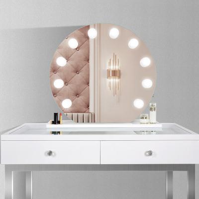 China Round Lighting Type Lighted Makeup Bathroom Hollywood Vanity Mirror for sale