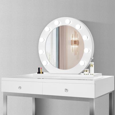 China Free Round Hollywood Lighted Tabletop Mirror With Led Lighting for sale