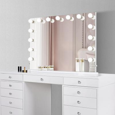 China Large Lighted Hollywood Makeup Frameless Vanity Mirror With Bulbs For Bedroom for sale