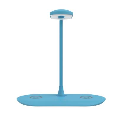 China Popular Mobile Phone Products Blue ABS Material Two-in-one Wireless Charger With Lamp for sale