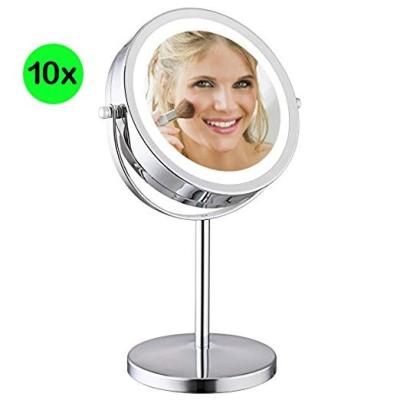 China Dresser IN LIST MOQ 1pc 7 Inch Cheap Cosmetic Tools Battery Operated Double Sided Led Lighted Magnifying Vanity Table Makeup Mirrors for sale