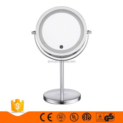 China 7 Inch Dimmable Round Touch Switch Vanity Mirror Polished Chrome Beauty Magnification Dimmable Touch Switch Led Makeup Mirror for sale