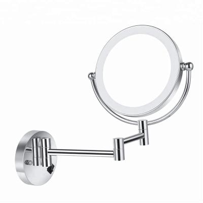 China Hot Selling Amazon 2-Face Magnifying LED Light Movable Bathroom Wall Mount Mirror for sale