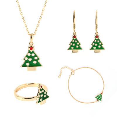 China new Anti-allergy Christmas series s925 sterling silver Christmas tree necklace set hot selling custom ornaments jewelry for sale