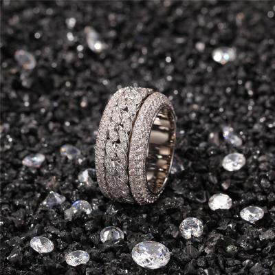 China Exquisite Appearance Hip-Hop Micro-Inlaid Rotating Cuban Zircon Ring Real Gold Electroplating Fashion High-end Ring for sale