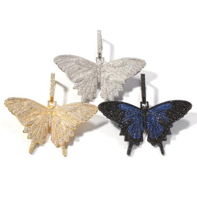 China wholesale New Hip Hop Anti-allergy Butterfly Fashion Purple Sweater Pendant Chain Black Silver Gold Butterfly Necklace for sale