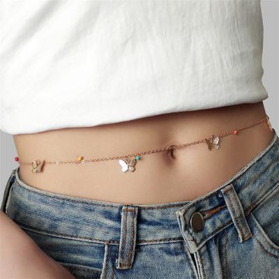 China Fashion Wholesale Fashion Personality Body Chains Alloy Waist Jewelry Belly Chain Butterfly Waist Chain Dangle Women for sale