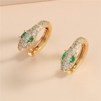 China Trendy Fashion Personality Gold Plated Simple Girls Snake Circle Earring Accessories Zircon Women Snake Earring for sale