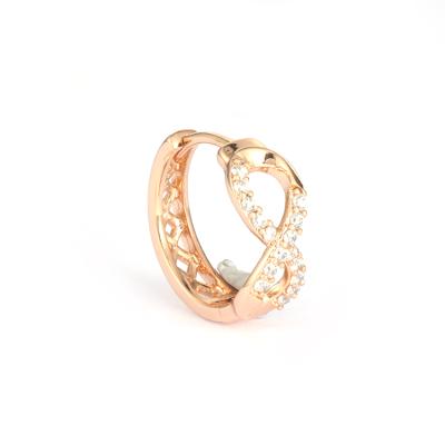 China Anti-allergic Fashion 8-Shaped Helix 18K Gold Plated On Copper Zircon Huggie Hoop Earrings Women Jewelry for sale