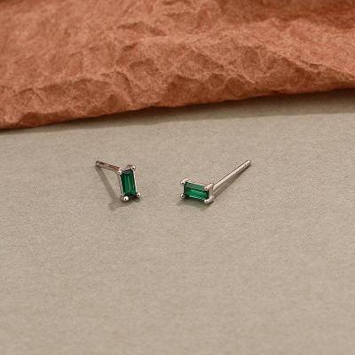 China Anti-allergy mini earrings design fashionable simple square square temperament silver color zirconia earrings for sale