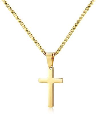 China Simple Romantic Black Gold Silver Stainless Steel Cross Pendant Necklace for sale