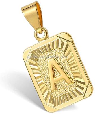 China Romantic Women's Uppercase Initial Letter Pendant Necklace Men's Yellow Gold Plated A Z Stainless Steel Box Chain for sale